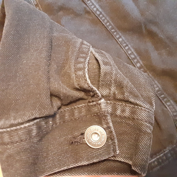 RUFF HEWN BLACK BUTTON UP DISTRESSED/FADED COTTON JEAN JACKET WOMENS SIZE 1X - Picture 11 of 13